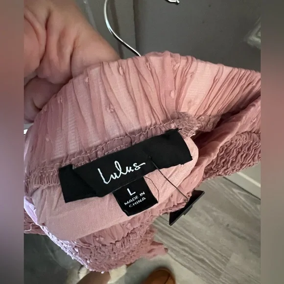 Chic Treatment Mauve Pink Swiss Dot Smocked Chiffon Mini Skirt NWT - Picture 3 of 7